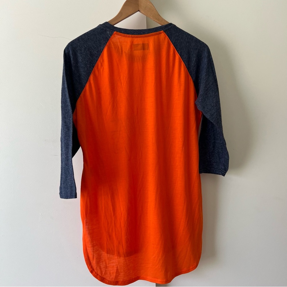 NFL Denver Broncos Raglan Sleeve Baseball T-shirt Long Orange Blue Women's Large - Picture 5 of 5